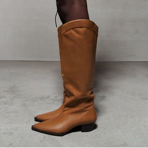 Brown Leather Western/ Cowboy Boots Zara (37 - 6 1/2)